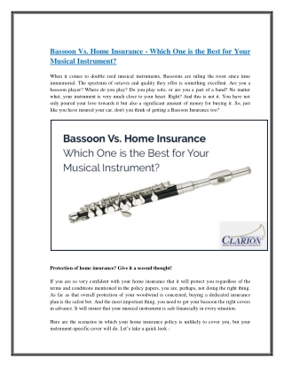 Bassoon Vs. Home Insurance - Which One is the Best for Your Musical Instrument?
