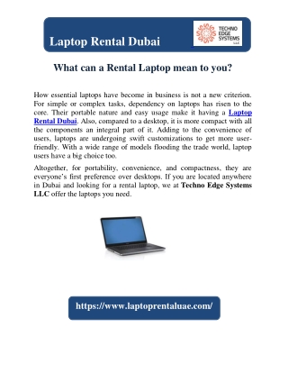 What can a Rental Laptop mean to you in Dubai?