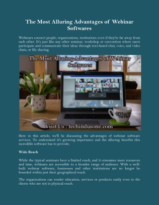 The Most Alluring Advantages of Webinar Softwares