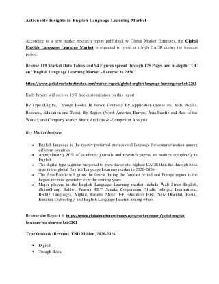 Global English Language Learning Market Size, Trends, and Analysis with COVID-19 Impact - Forecasts 2026