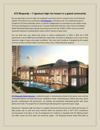 ATS Rhapsody – 7 signature high rise towers in a gated community