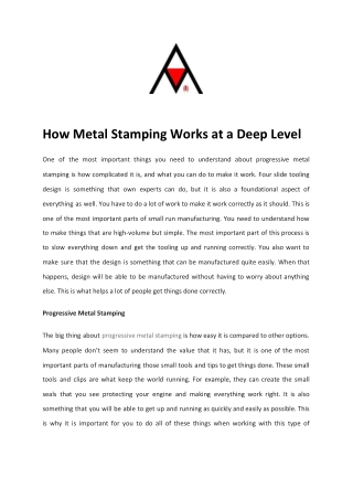 How Metal Stamping Works at a Deep Level