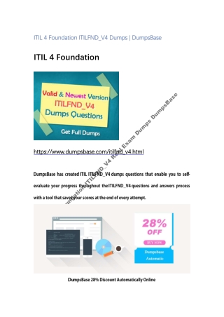 ITIL 4 Foundation ITILFND_V4 Real Exam Dumps DumpsBase