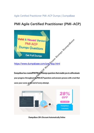PMI Certification PMI-ACP Real Exam Dumps DumpsBase