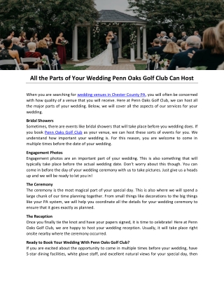 All the Parts of Your Wedding Penn Oaks Golf Club Can Host