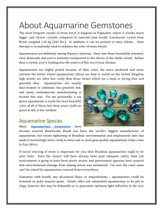 About Aquamarine Gemstones