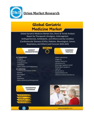 Global Geriatric Medicine Market Size, Competitive Analysis, Share, Forecast- 20
