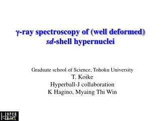 g -ray spectroscopy of (well deformed) sd -shell hypernuclei