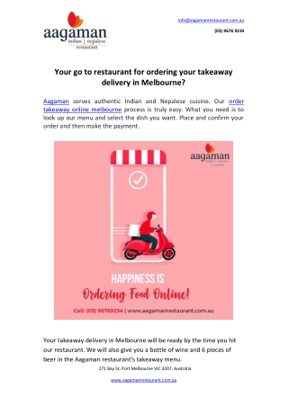 Your go to restaurant for ordering your takeaway delivery in Melbourne?