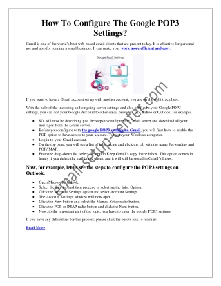 How To Configure Gmail POP3 Server Settings?