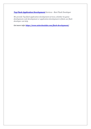 Top Flash Application Development Services - Best Flash Developer