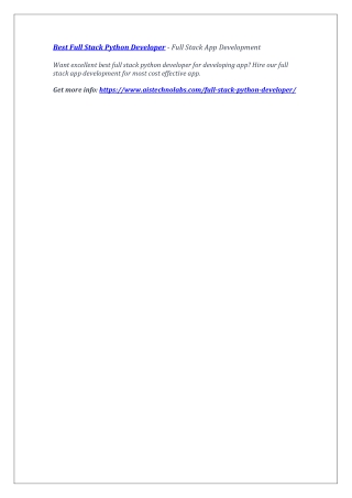 Best Full Stack Python Developer - Full Stack App Development