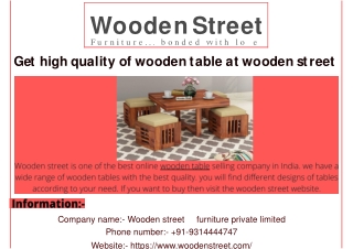 Get large collection of tables at wooden street