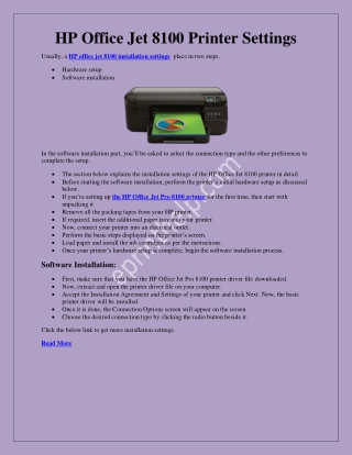 HP Office Jet Pro 8100 Printer Settings
