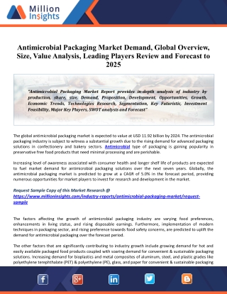 Antimicrobial Packaging Market Size, Share, Outlook, Growth, Trends, And Forecast (2020 - 2025)