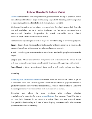 Eyebrow Threading Vs Eyebrow Waxing