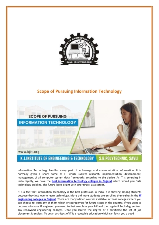 Scope of Pursuing Information Technology