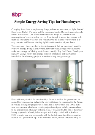 Simple Energy Saving Tips for Homebuyers