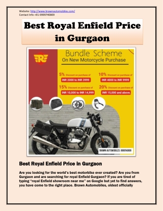 Best Royal Enfield Price in Gurgaon – Royal Enfield Showroom in Gurgaon