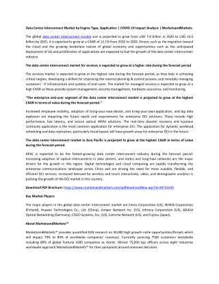 Data Center Interconnect Market by Engine Type, Application  | COVID-19 Impact Analysis | MarketsandMarkets