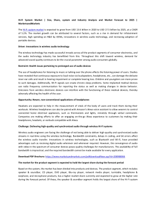 Hi-Fi System Market | Size, Share, system and Industry Analysis and Market Forecast to 2025 | MarketsandMarkets