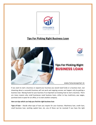 Tips For Picking Right Business Loan