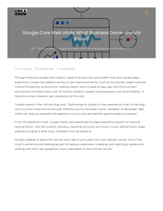 Google Core Web Vitals: What Business Owner Should Know?