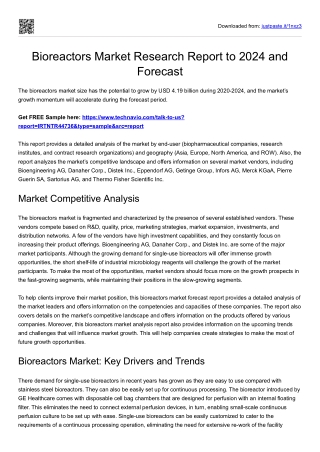 Bioreactors Market Research Report 2024