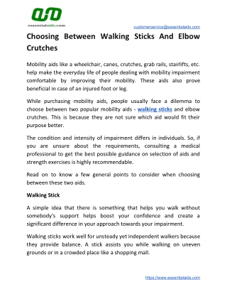 Choosing Between Walking Sticks And Elbow Crutches