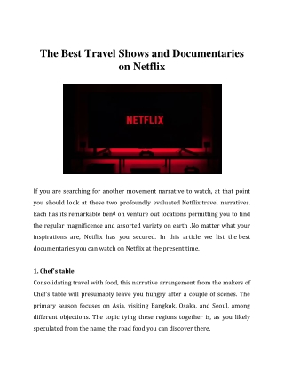 The Best Travel Shows and Documentaries on Netflix