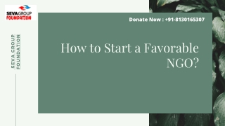 How to Start a Favorable NGO?