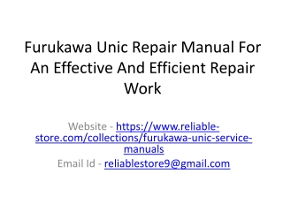 Furukawa Unic Repair Manual For An Effective And Efficient Repair Work