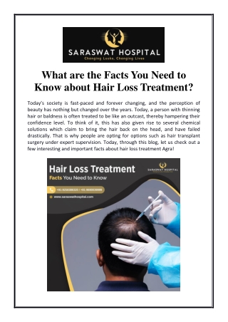 What are the Facts You Need to Know about Hair Loss Treatment?