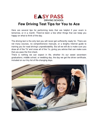 Few Driving Test Tips for You to Ace