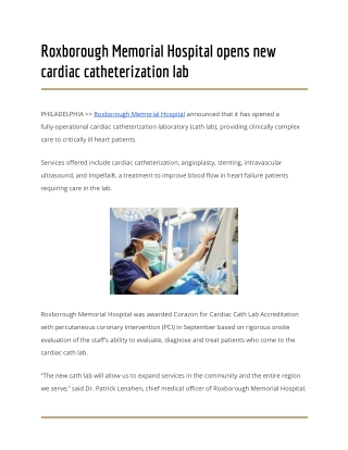 Roxborough Memorial Hospital opens new cardiac catheterization lab