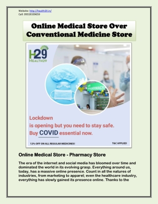 Online Medical Store Over Conventional Medicine Store