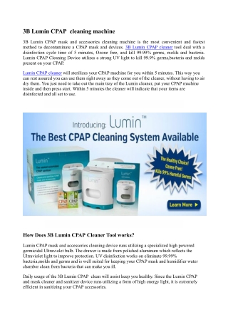 Lumin CPAP cleaner