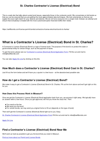 St. Charles Contractor’s License (Electrical) Bond