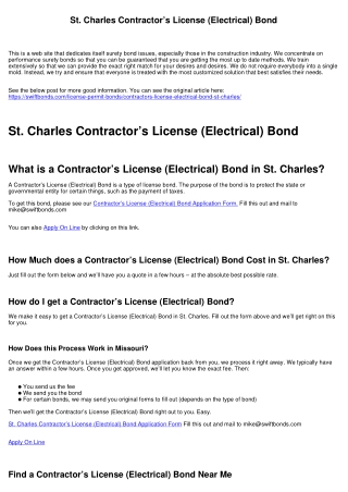 St. Charles Contractor’s License (Electrical) Bond