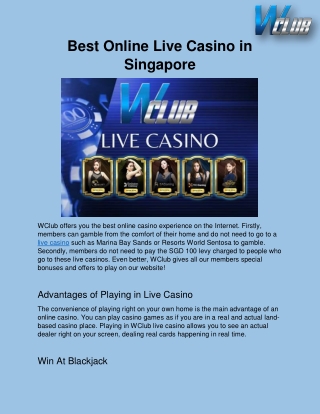 Best Online Live Casino in Singapore