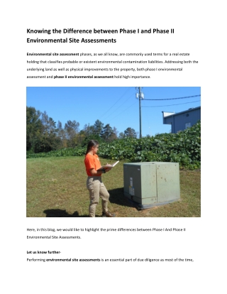 Knowing the Difference between Phase I And Phase II Environmental Site Assessments