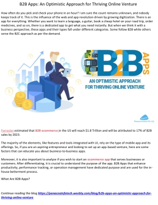B2B Apps: An Optimistic Approach for Thriving Online Venture