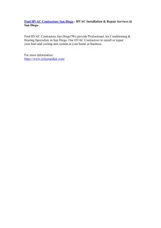 Find HVAC Contractors San Diego - HVAC Installation & Repair Services in San Diego