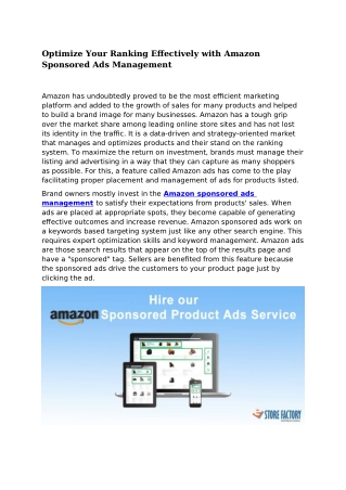 Optimize Your Ranking Effectively with Amazon Sponsored Ads Management