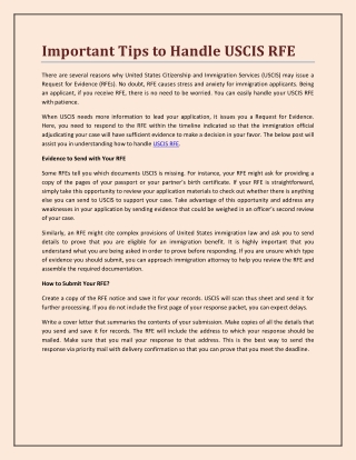 Important Tips to Handle USCIS RFE