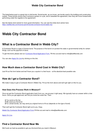 Webb City Contractor Bond