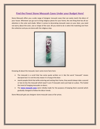 Find the Finest Stone Mezuzah Cases Under your Budget Here!