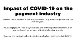 Impact of COVID-19 on the payment industry