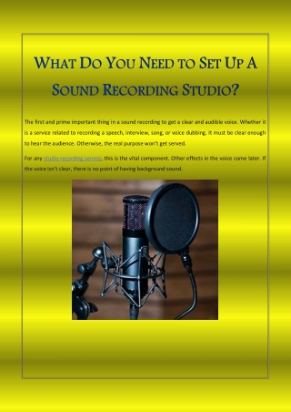 What Do You Need to Set Up A Sound Recording Studio?