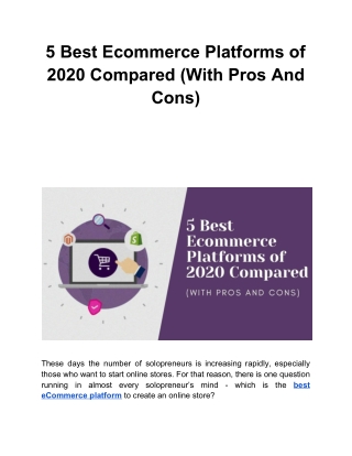 5 Best Ecommerce Platforms of 2020 Compared (With Pros And Cons)